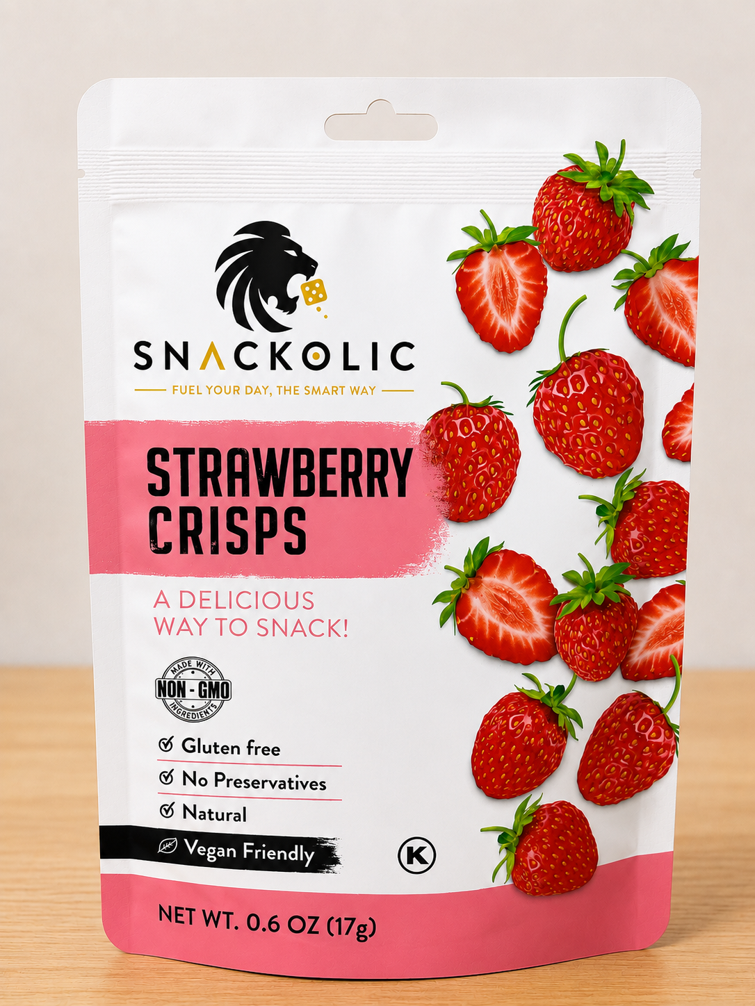 Snackolic Strawberry Crisps package